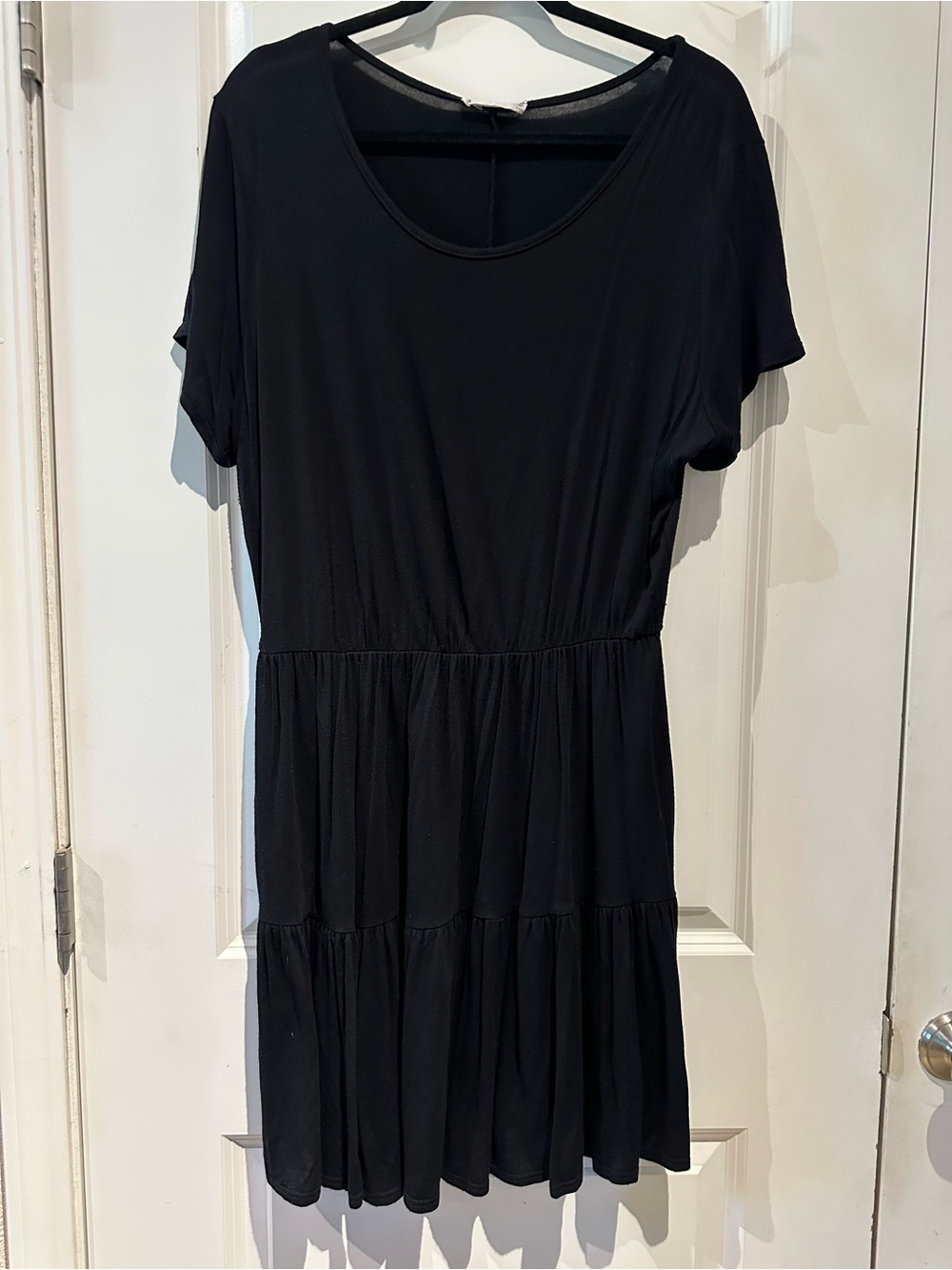 Forever Rose Couture Black Short Sleeve Tiered Mini Dress